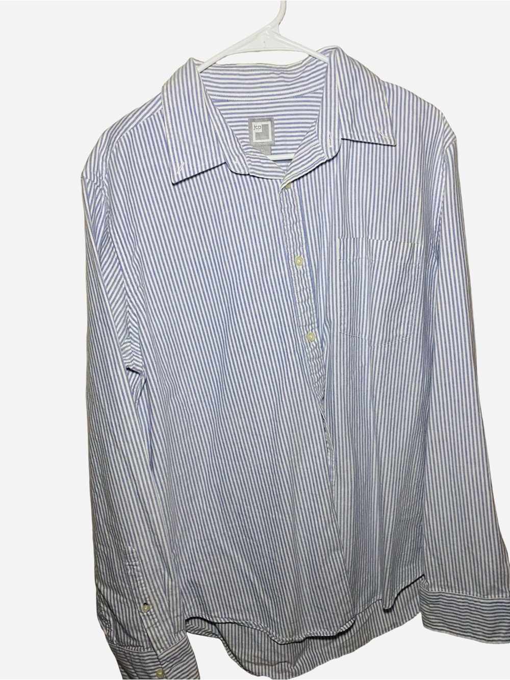 JCPenney Vintage Blue White Striped Long Sleeve Button Down Shirt XL